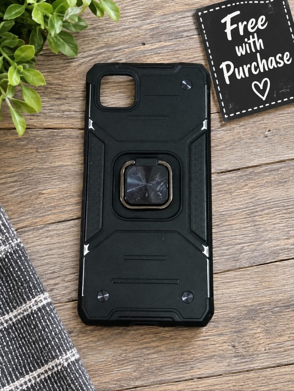 Free With Purchase Galaxy A22 5G black kickstand phone case